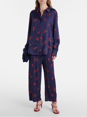 KHAITE Mindy printed twill wide-leg pants